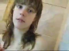 In the shower, my Russian girlfriend shows off her voluptuous figure.